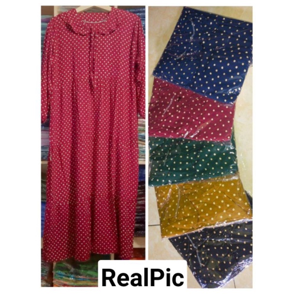 Gamis Polos susun polkadot Rayon premium terbaru