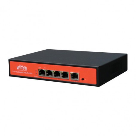 WI-TEK WI-PS305G 6-Port 48V Gigabit Ports PoE Switch with 4-Port PoE