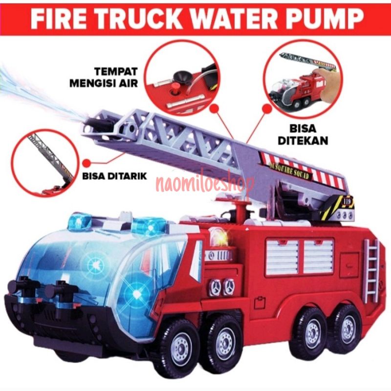 Mainan Edukasi anak - Mobil Pemadam Kebakaran bisa semprot air ( Fire Squad Firemen Truck ) SY732-2