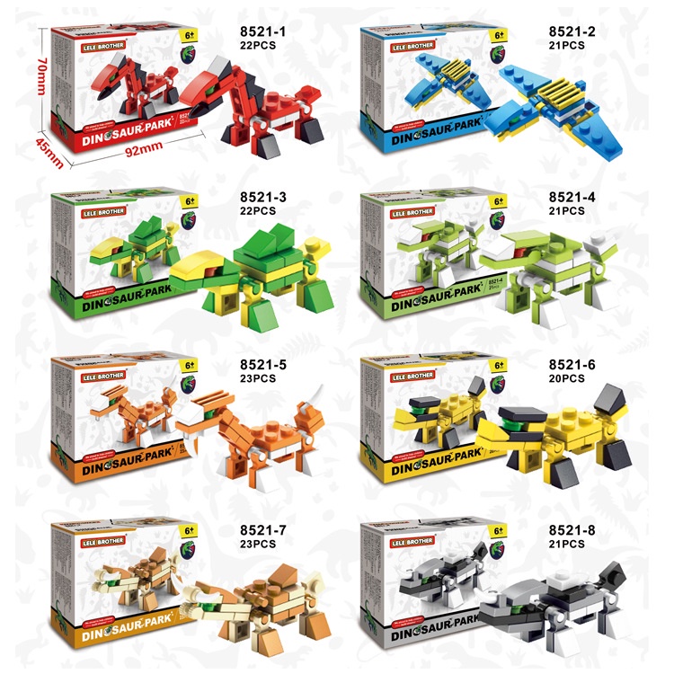 (COD) 8IN1 Mainan Balok Dinosaurus Mainan Anak Edukasi DIY 3D Puzzle Brick Balok Susun