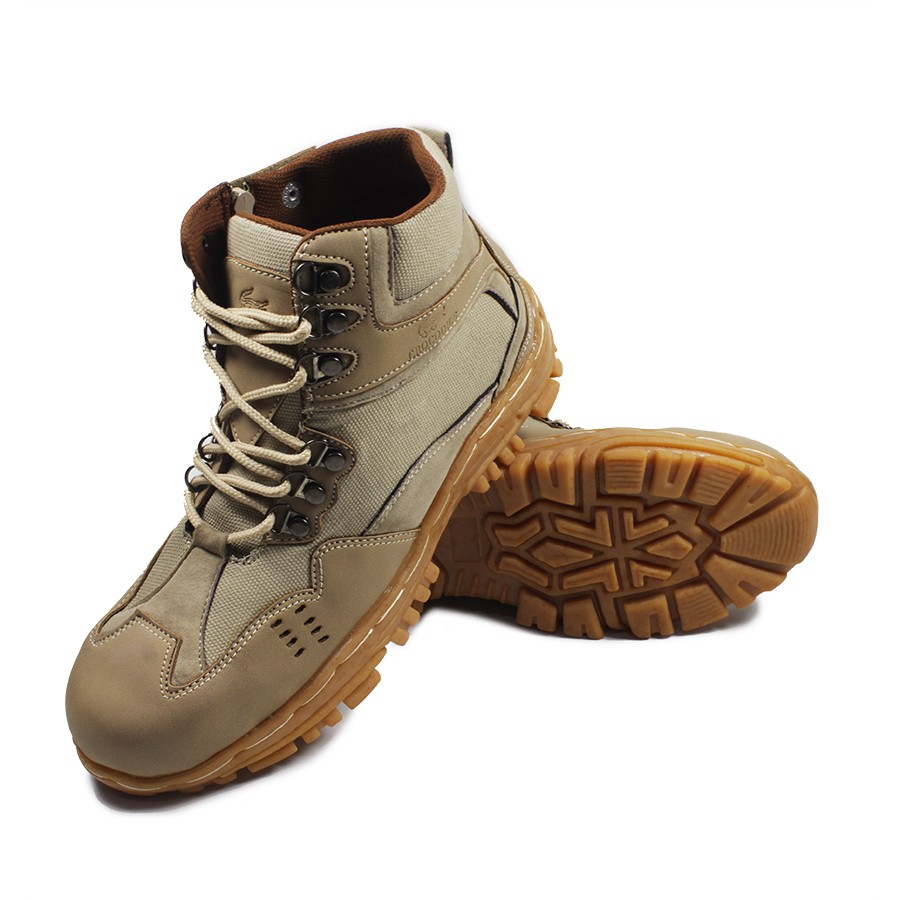 Sepatu Safety Boots Pria Crocodile Indicator Sleting Zipper Ujung Besi Tracking Outdoor