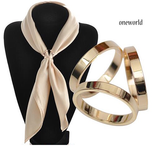 OW@ Fashion Rose Gold Plated Trio Scarf Ring Silk Scarf Buckle Clip Slide Jewelry