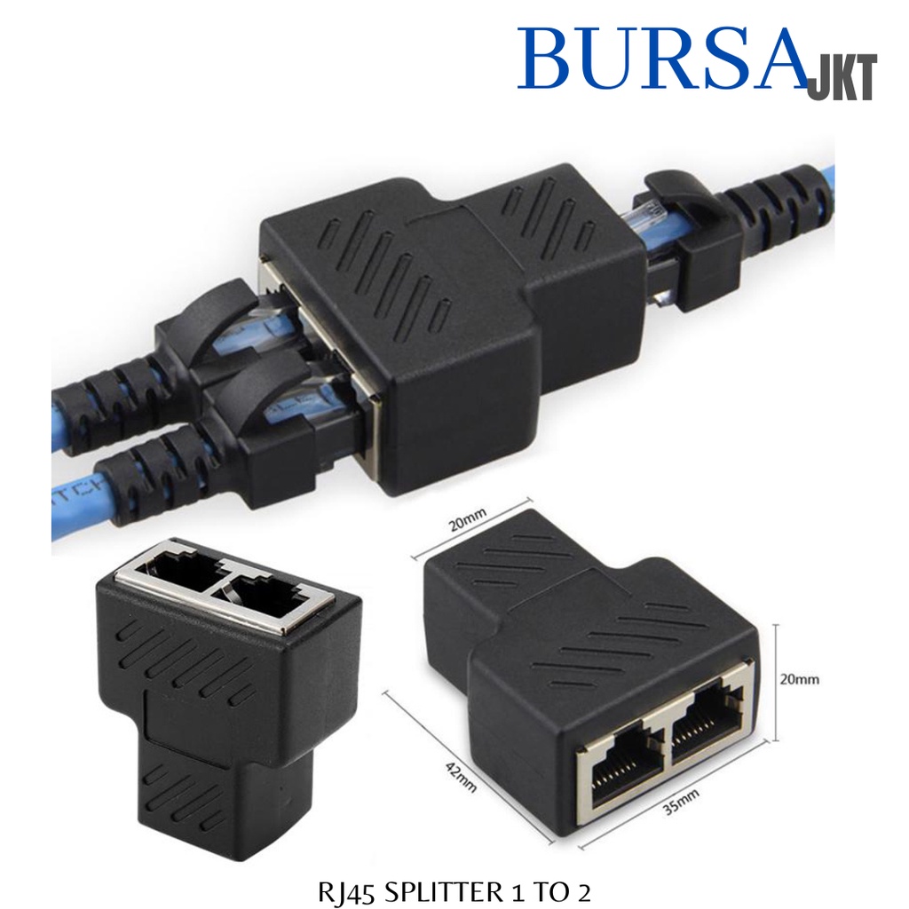 SAMBUNGAN KONEKTOR ETHERNET RJ45 SPLITTER ADAPTER 1 TO 2 CAT 5 CAT 6 SOCKET EXTENDER