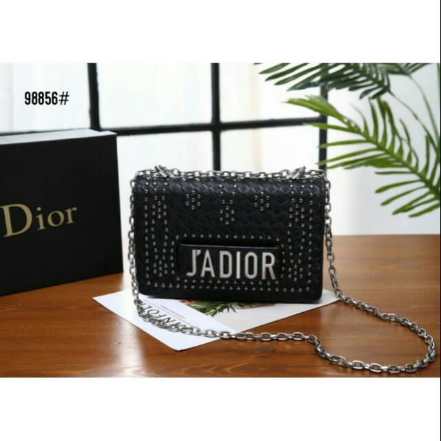 J'ADIOR STUDDED CALFSKIN FLAP BAG