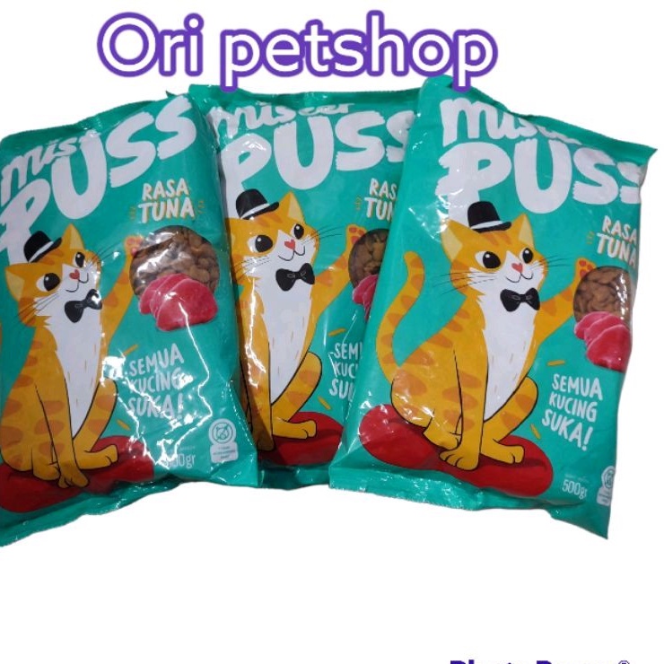 (4pcs) mister puss cat food makanan kucing frespack 500gr rasa TUNA