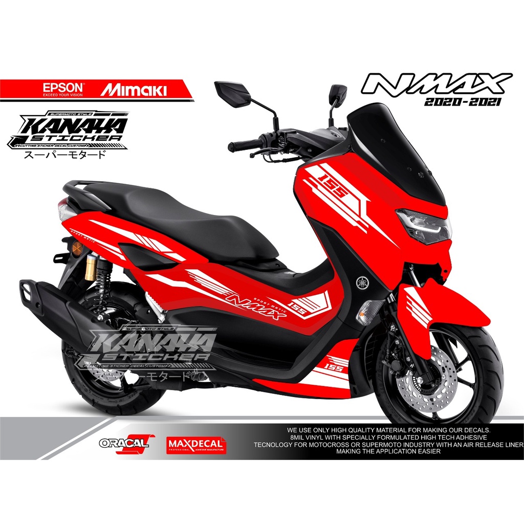 STRIPING NMAX MERAH STICKER CUTTING NMAX NEW DESIGN KANAYA STICKER WARNA STICKER PUTIH