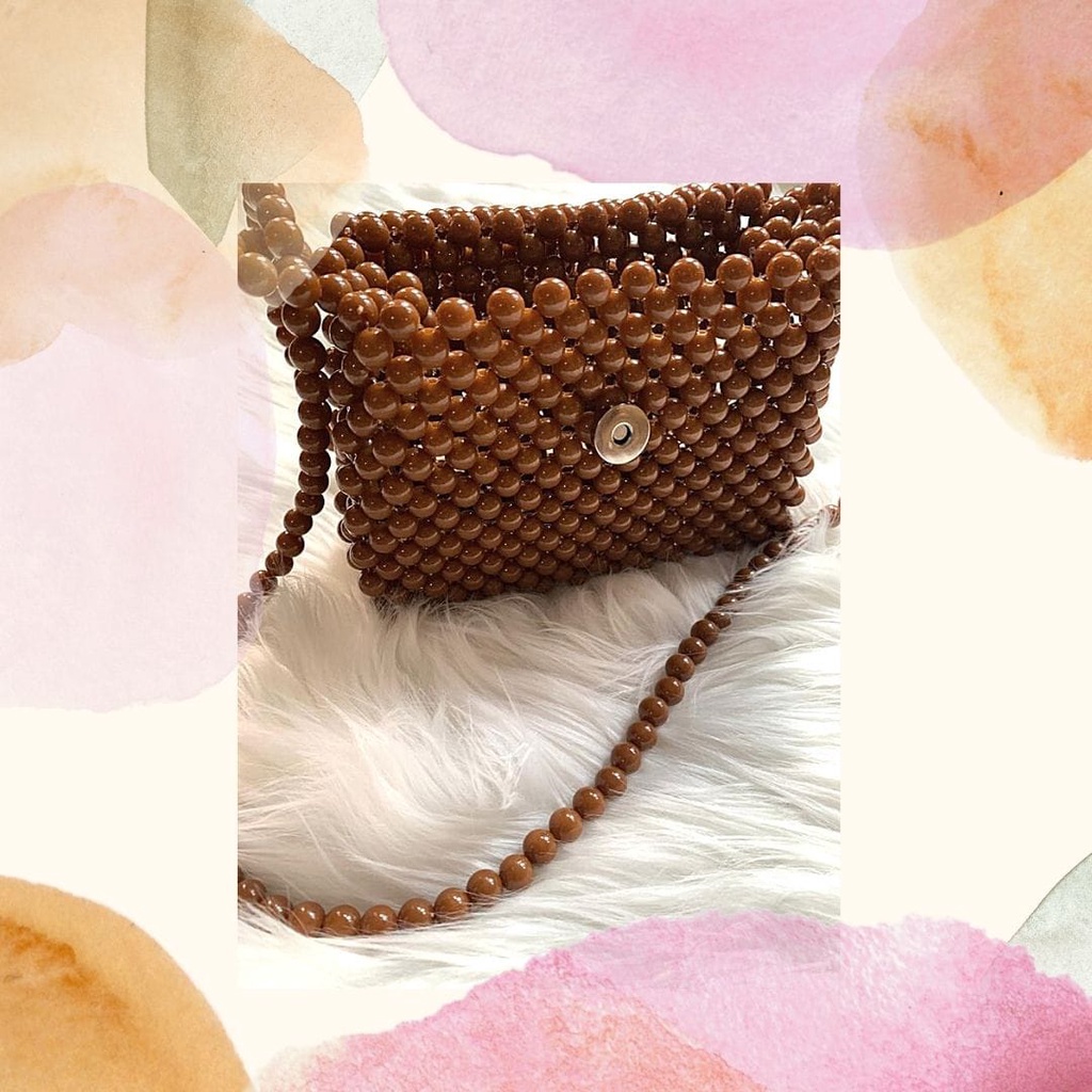 YGT OFFICIAL - Tas Slingbag Clara Mini Beaded Bag Cewek Wanita Bahan Manik Susu Premium