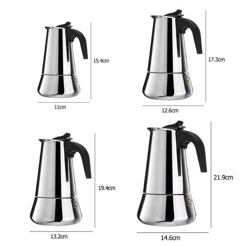 One Two Cups Espresso Coffee Maker Moka Pot Teko Stovetop Filter 300ml 6 Cup / Teko Kopi Expresso Stainless Panas Leher Angsa Ada Penyaringannya / Moka Moca Pot Kopi Coffe Maker Manual Espresso Portable / Teko Penyaring Saringan Kopi Teh Stenlis Set Murah