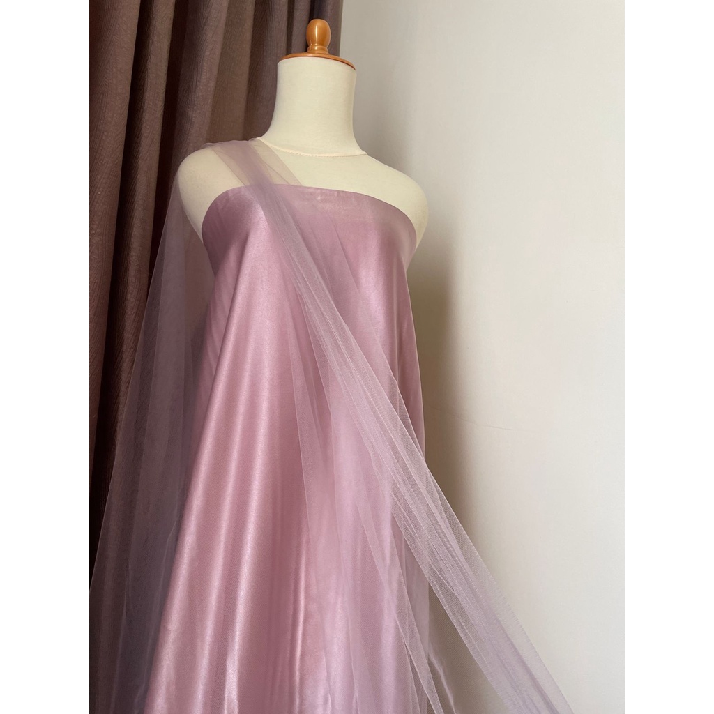 Kain Soft Tile Tulle Halus Polos Warna Soft Lavender Ungu Muda Semi Pink