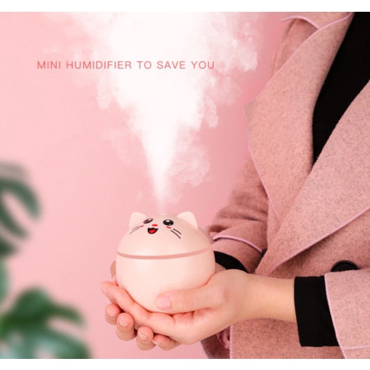 Air Humidifer Diffuser Ultrasonic Portable Mini Humadifier Aromaterapi Karakter Mini Lucu 300ml