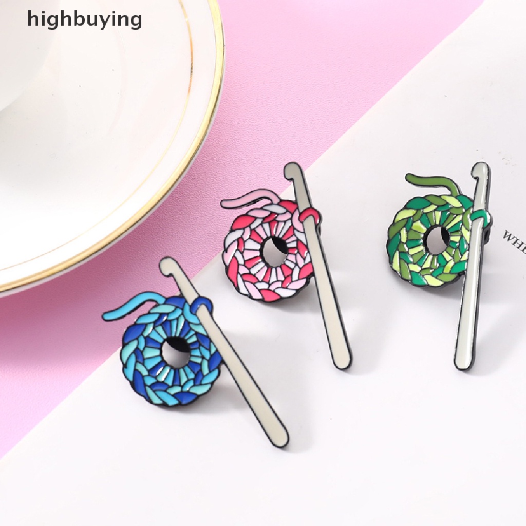 Hbid Bros Pin Enamel Desain Bola Wol Rajut Crochet Untuk Aksesoris Sweaterkerah Pakaian Wanita