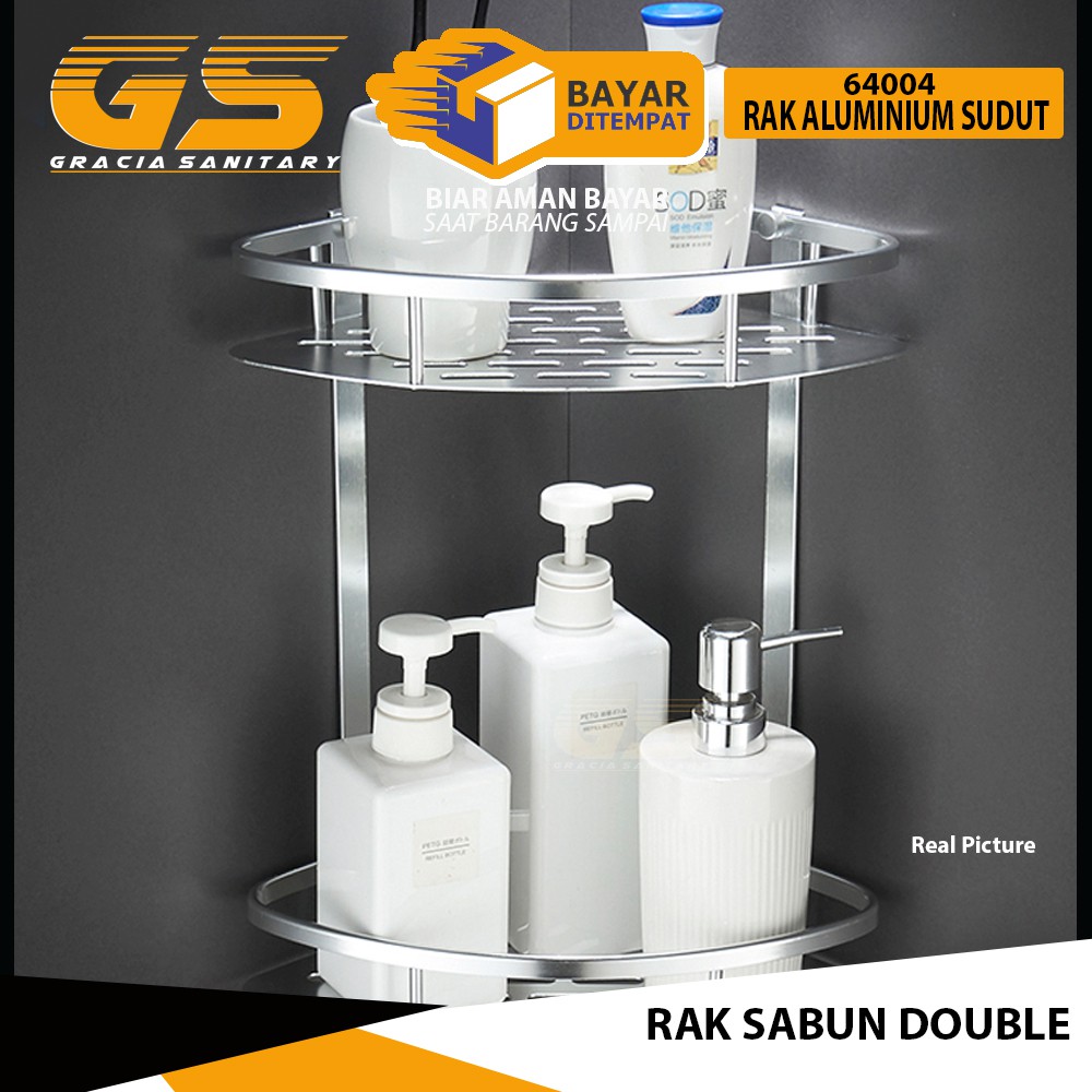 Rak Sabun Tempat Sabun Kamar Mandi Sudut Stainless Double 64004-2