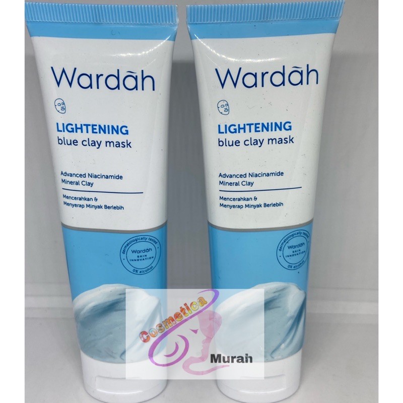 [ 50 ml ] wardah lightening blue clay mask - masker wajah clay lightening wardah