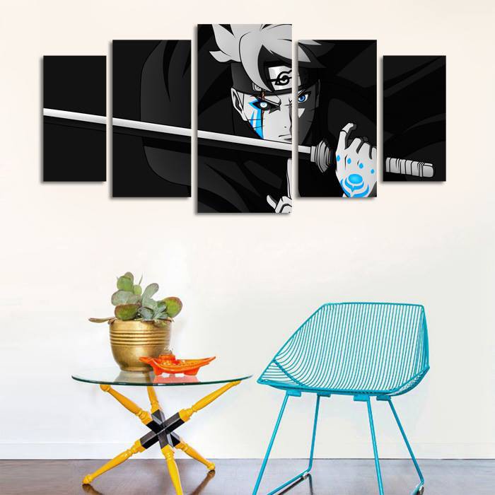 Hiasan Dinding Minimalis - Wall Art Anime 5 Panel Naruto Boruto Mode Karma