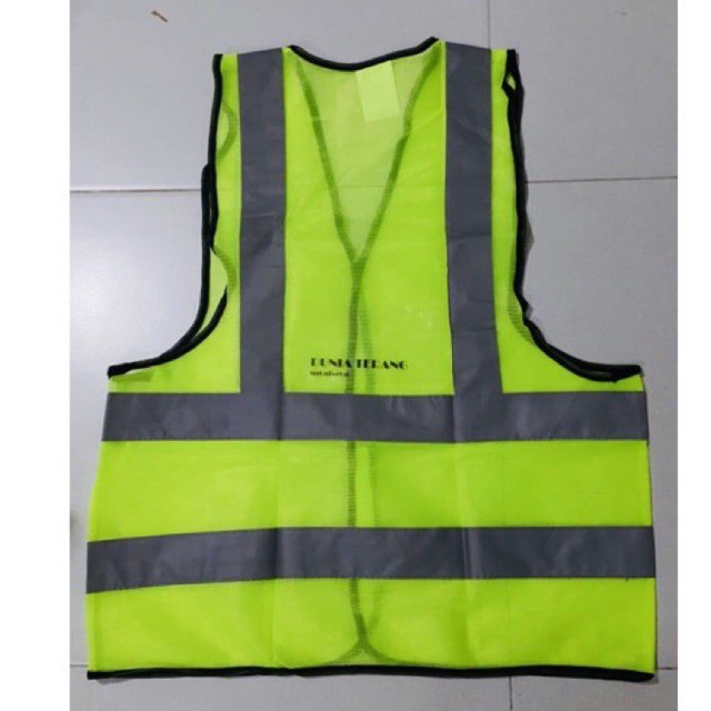 Rompi Pengaman KTP Polyester HIJAU Garis - Safety Vest Rompi Proyek Rompi Parkir Rompi Tambang