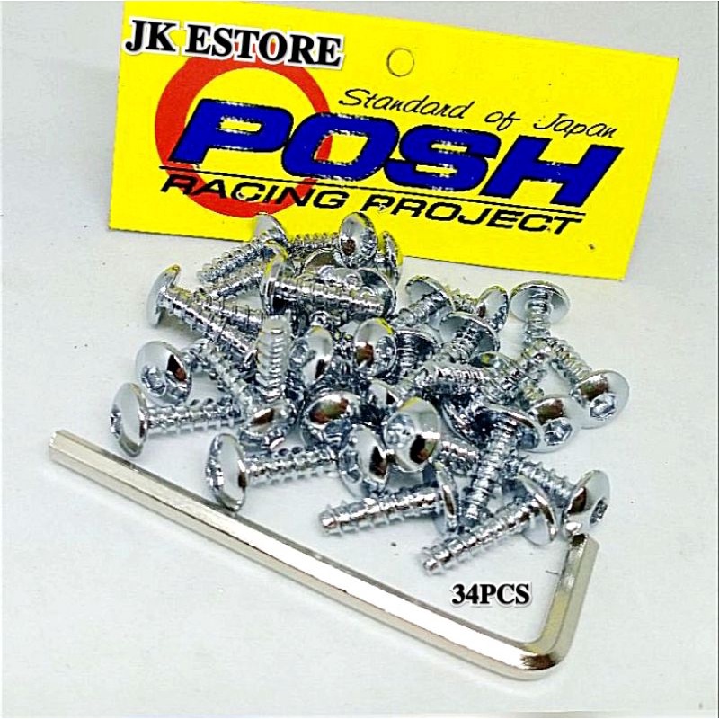 Baut body L crome baut body full set 34pcs baut yamaha MX dan Mio semua motor yamaha posh