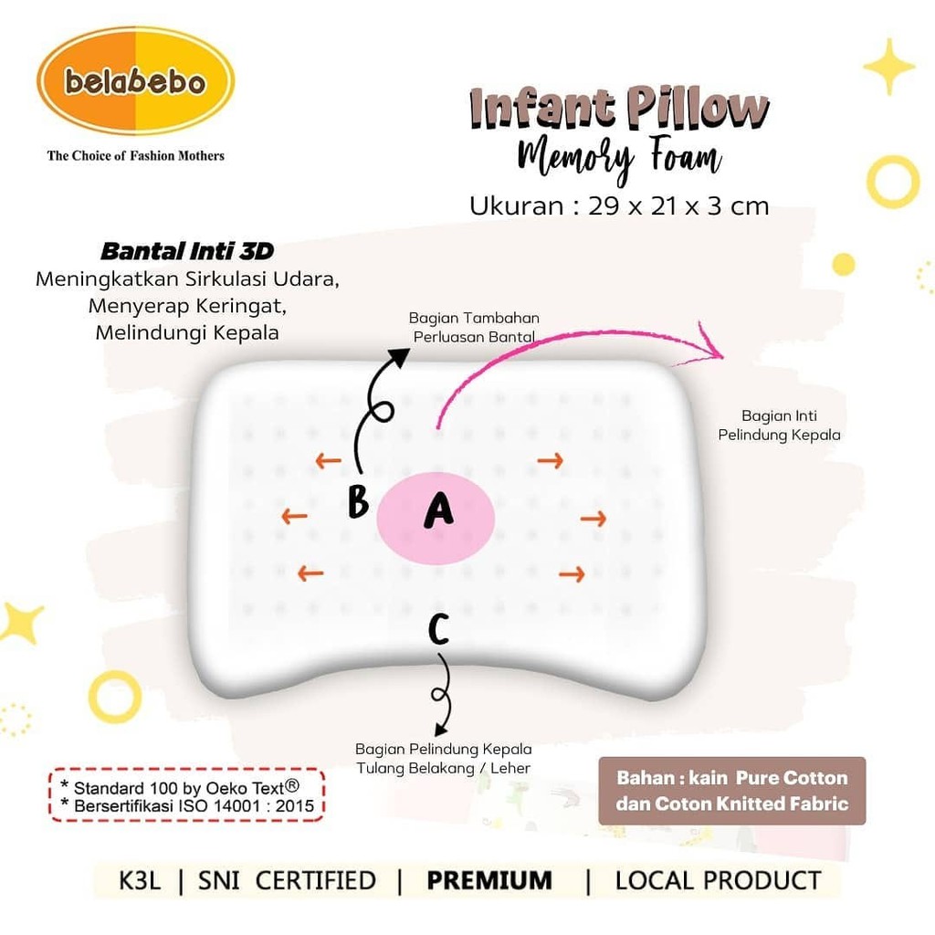Belabebo Infant Stitching Pillow BB-021