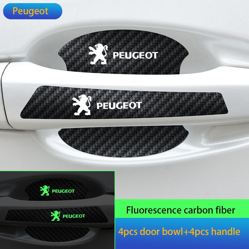 8pcs Stiker Pelindung Handle Pintu Bahan Carbon Fiber Untuk Peugeot 308 206 208 3008 508 507 207 408 406 405 407 2008 5006 307