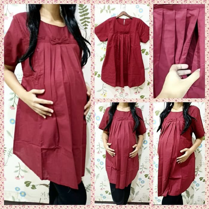 Bkc 297 Baju Hamil Muslim Gamis Dress Busui Bumil Menyusui Atasan Shopee Indonesia