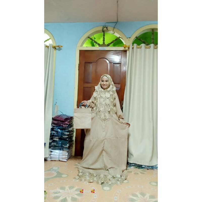 mukena Katun bentol premium SWAROVSKI terusan