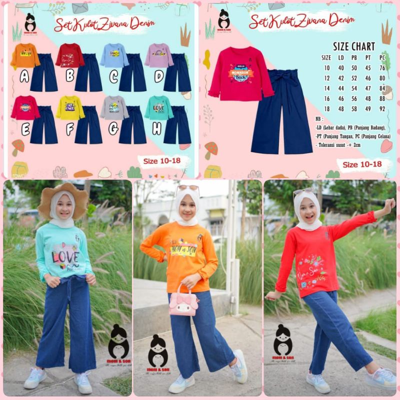 [GQ132] SETELAN CELANA KULOT ZIVANA DENIM / Setelan Kaos panjang Celana Kulot / Setelan Baju Muslim.