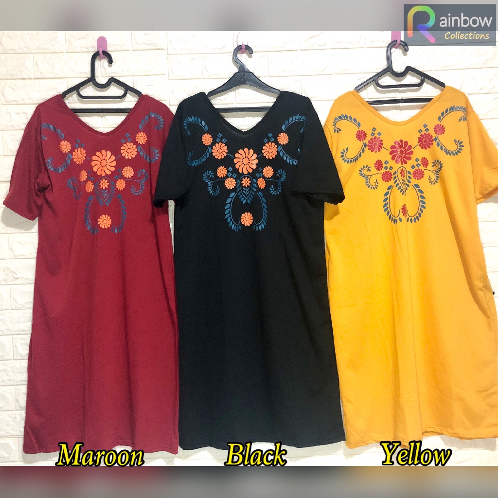 RAINBOW - DRESS JUMBO PELITA SABLON BUNGA / DRESS JUMBO WANITA MURAH