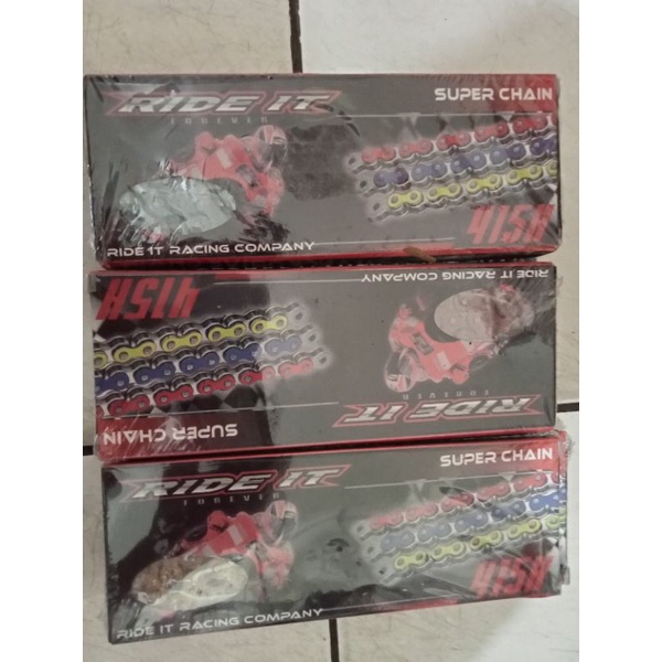 Rantai warna 415 H-130 merah kuning biru hijau merk Ride it