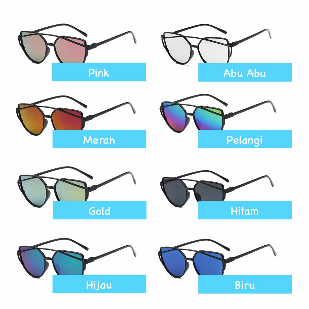 Anti UV Sunglasses Eye Cat [ Silver ] Kacamata Pria &amp; Wanita - NYX