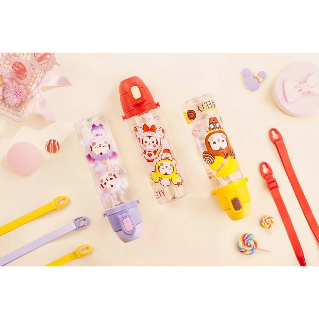 DISNEY ORIGINAL waterbottles/botol air sedotan dgn tali panjang 580ml- WD750