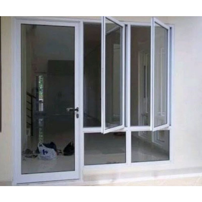 Pintu + Jendela Casement Area Ruang Belakang + Kusen Aluminium 3 inch putih