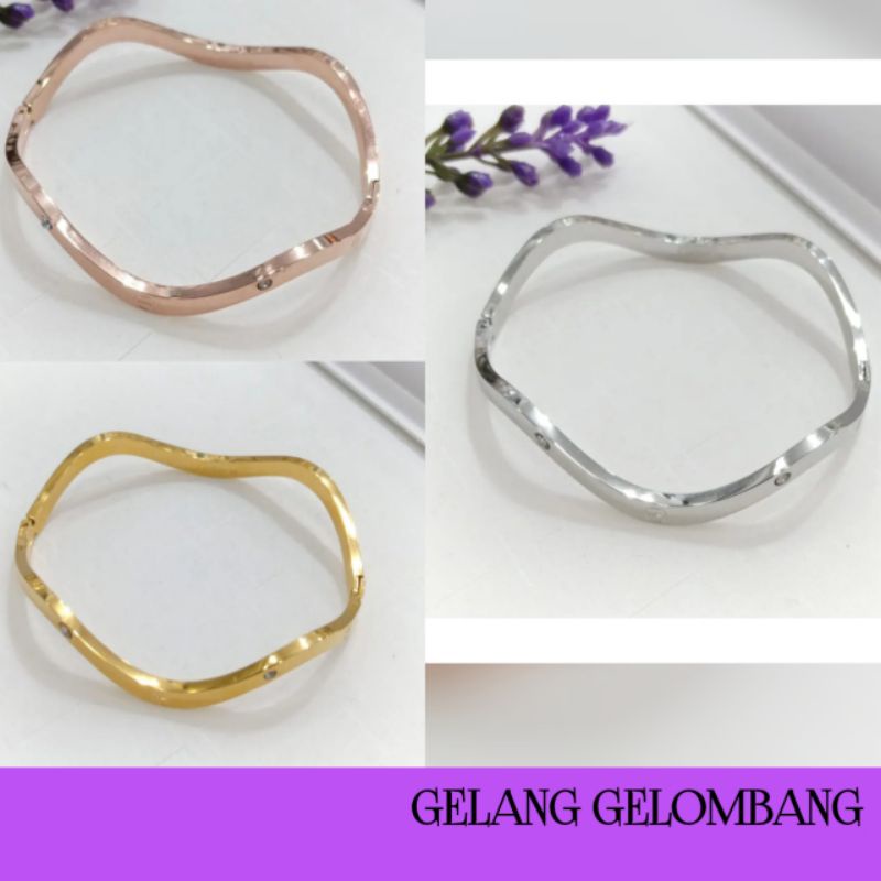 GELANG GELOMBANG KARTIER ELEGAN TITANIUM ANTI KARAT ANTI LUNTUR