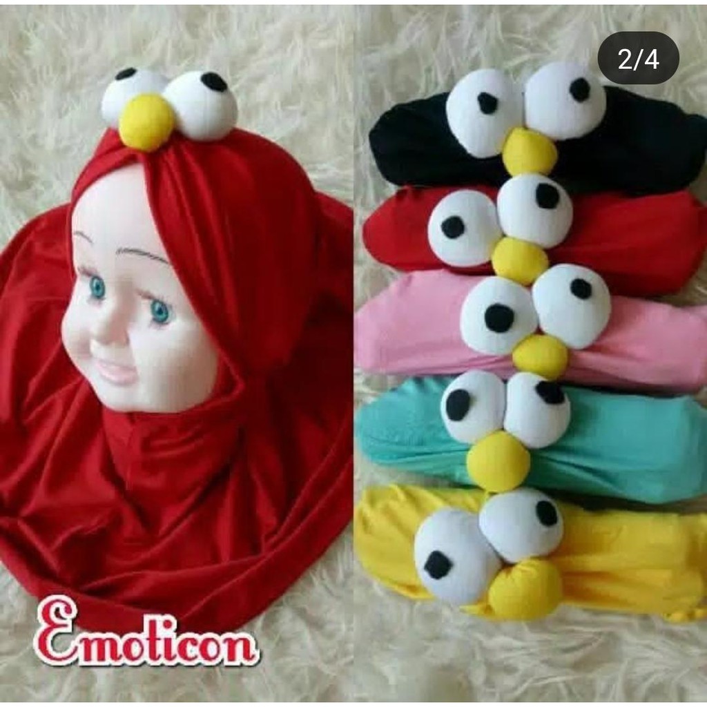 (1KG=21PCS) ELMO EMOTICON JILBAB ANAK 0-4 TAHUN BAHAN JERSEY HIJAB KHIMAR BERGO KERUDUNG