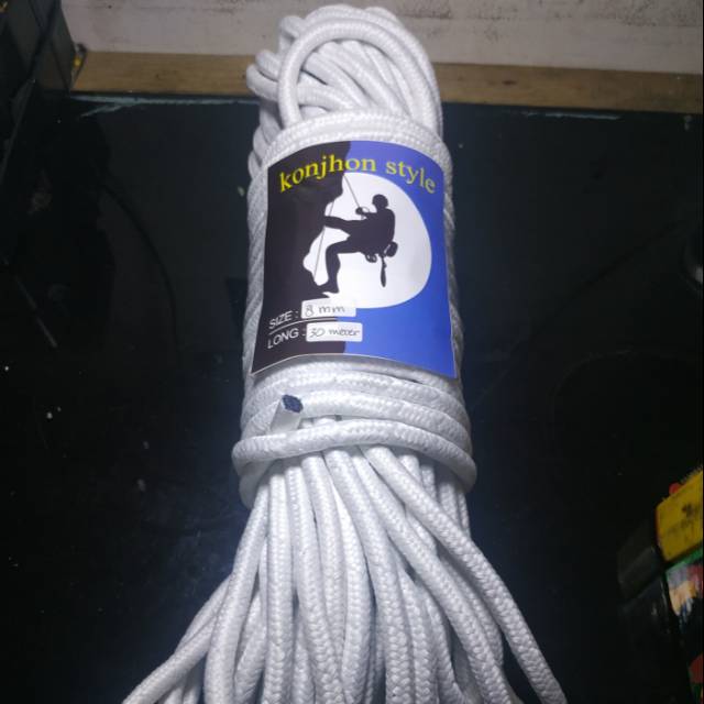 

Tali putih polyester Size 8mm panjang 30meter Buat tali bendera,tali tandu ,hammox