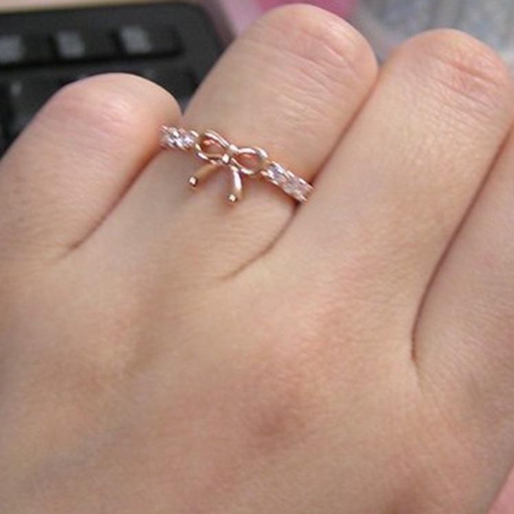 Cincin Model Pita Aksen Berlian Imitasi Untuk Wanita Import Gaya Korea Murah