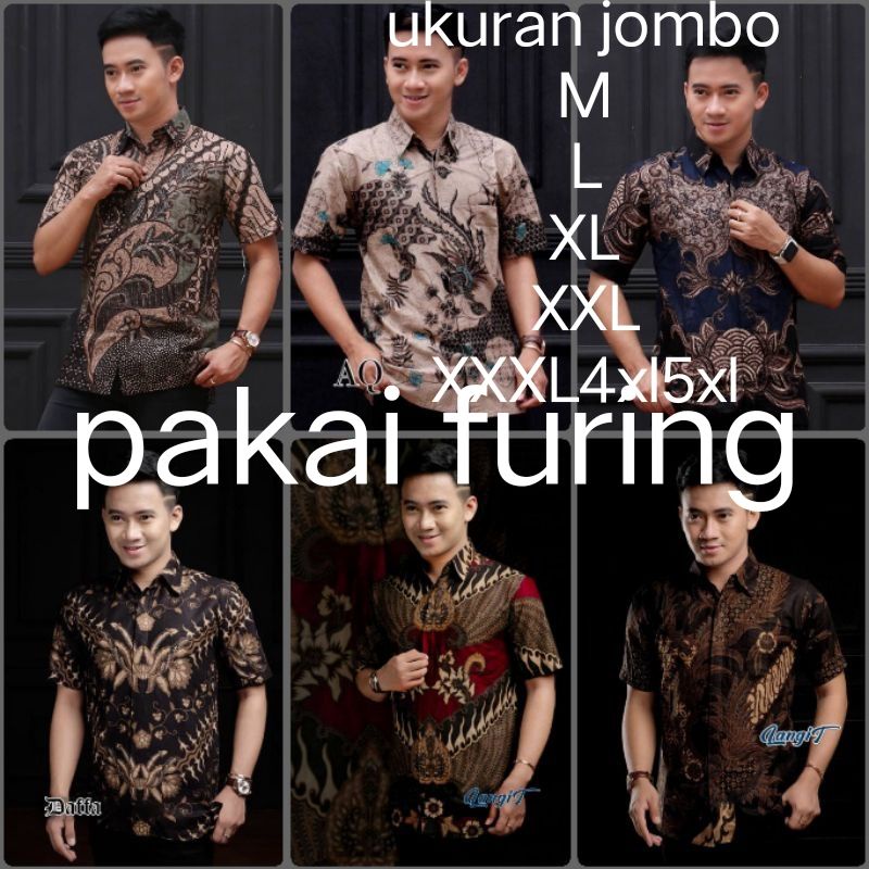 BAJU HEM FURING batik pria lengan pendek.UKURAN JUMBO .m_ L XL XXL XXXL 4XL 5xl