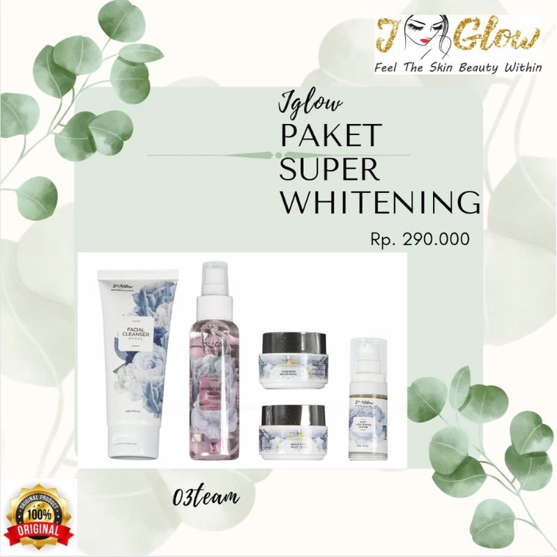 JGLOW/JGLOW PAKET SUPER WHITENING/JGLOW SKINCARE/BPOM/ORIGINAL/WAJAH/SERUM/SKINCARE AMAN/JGLOW WAJAH