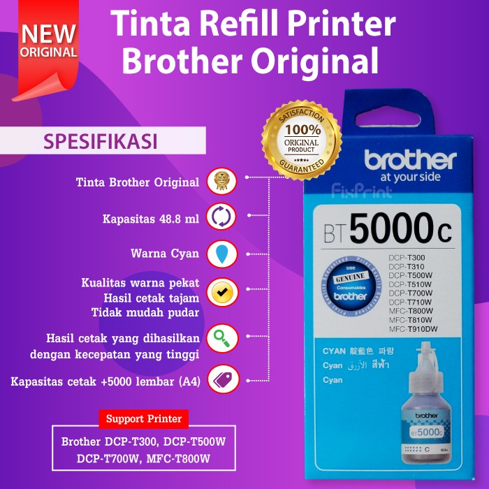 Tinta Brother BT5000 Printer HL-T4000DW DCP-T300 T310 T500W T510W T700