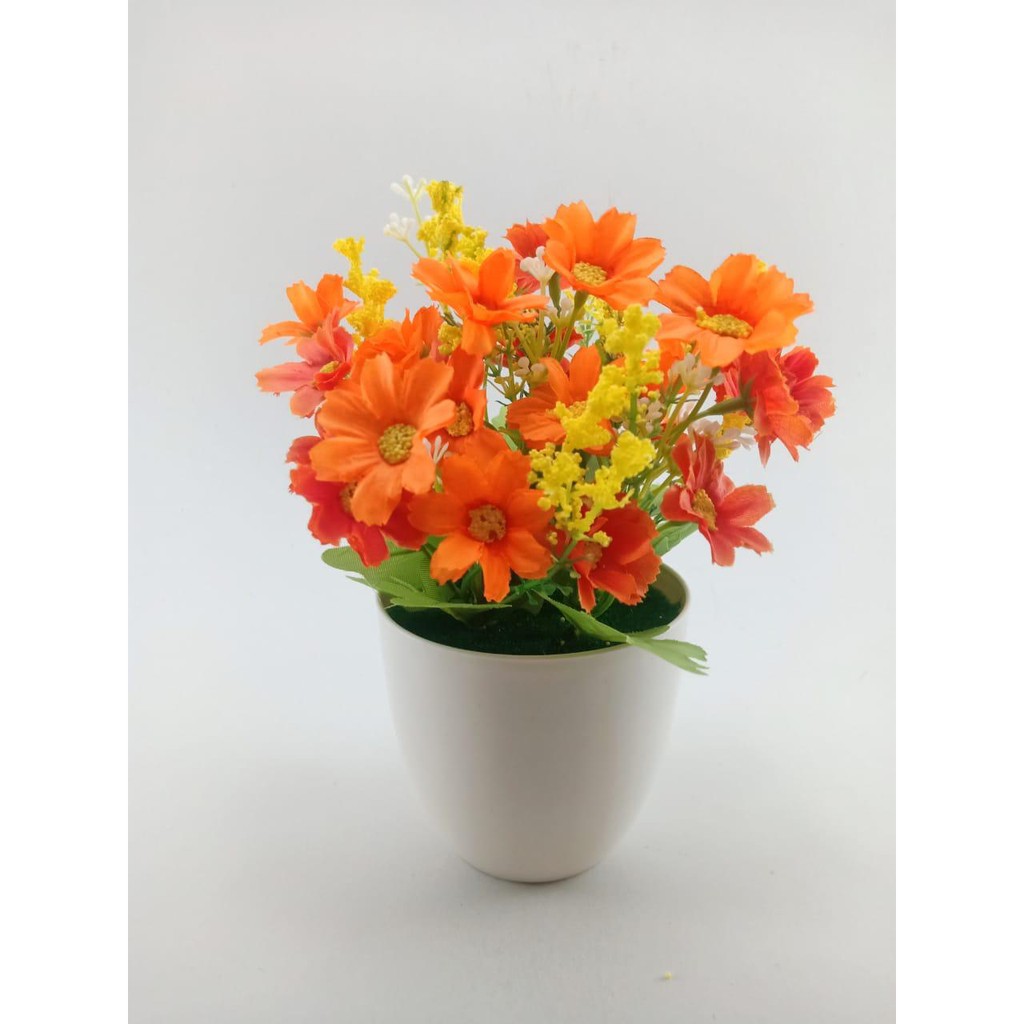 COD BUNGA DAISY  BUNGA PLASTIK BUNGA ARTIFISIAL BUNGA PAJANGAN IMITASI TANAMAN  HIAS PLASTIK  BP8801-ORANGE TUA