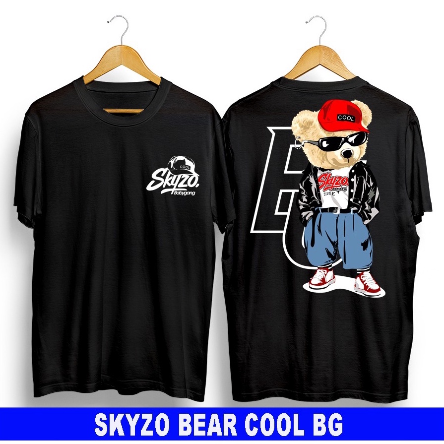 Kaos murah Kaos distro murah baju  distro pria t-shirt murah combed30s SKYZO BEAR TOPI MERAH