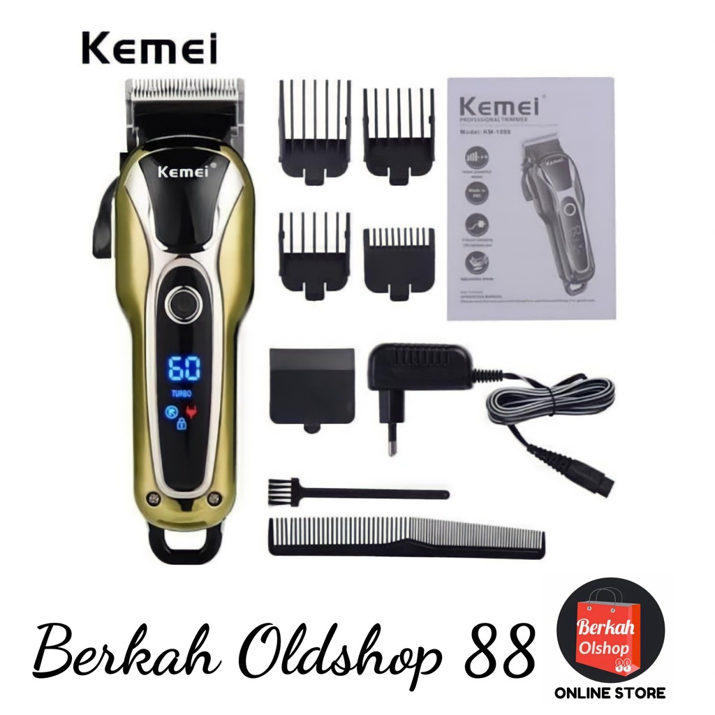 Berkah Oldshop 88 - Clipper Kemei KM-1990 Alat Mesin Cukur Rambut Rechargeable Special mesin turbo