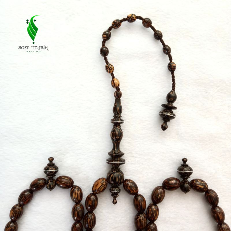 Tasbih Kayu Liwung Macan Oval Super Size 10mm x 14mm, Tasbih Muslim 99 Butir