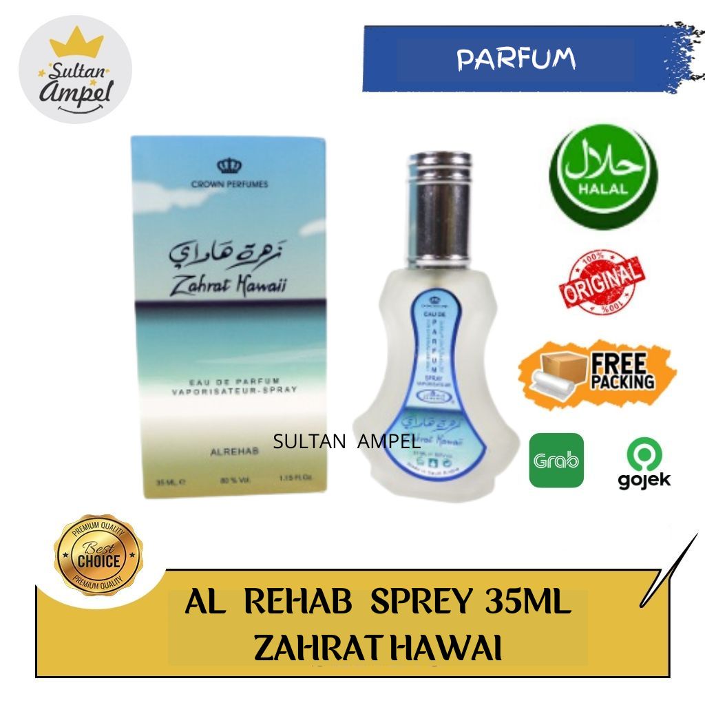 Parfum Al Rehab Zahrat Hawaii 35ml Model Botol Spray Aroma Maskulin Laki-laki Hebat Untuk Harian