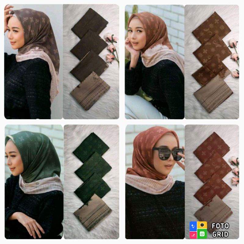 Hijab segiempat voal lasercut motif leopard