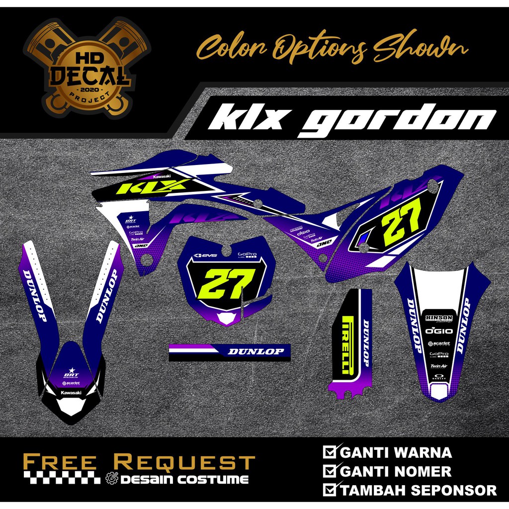 DECAL KLX GORDON PREMIUM GLOSY DESIGN COSTUME