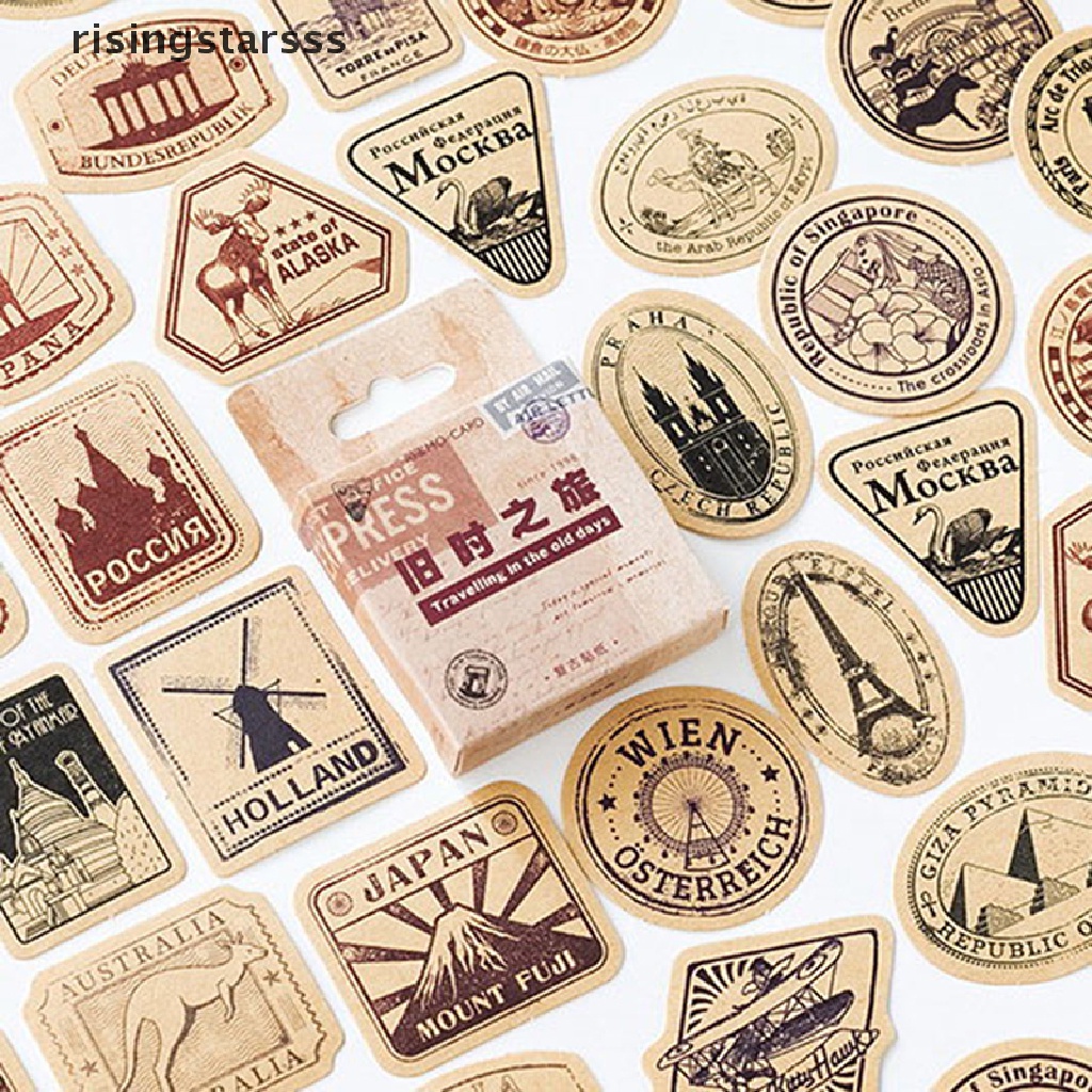 46pcs / Kotak Stiker Label Bahan Kertas Gaya Vintage Untuk Dekorasi Kemasan Hadiah