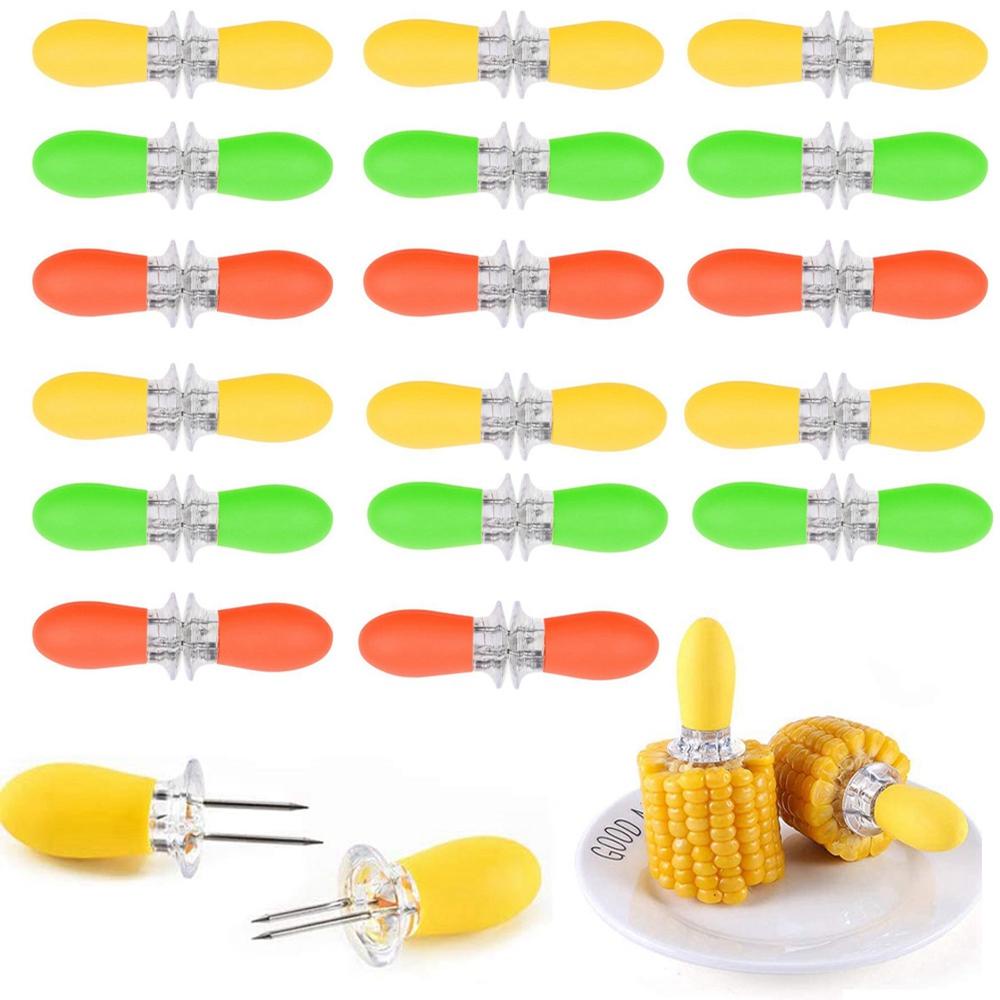 [Elegan] Corn Holder Gagang Plastik1Per3 /5 /10pcs Jagung Di Cob Masak Dapur Gadget Garpu Buah Rumah