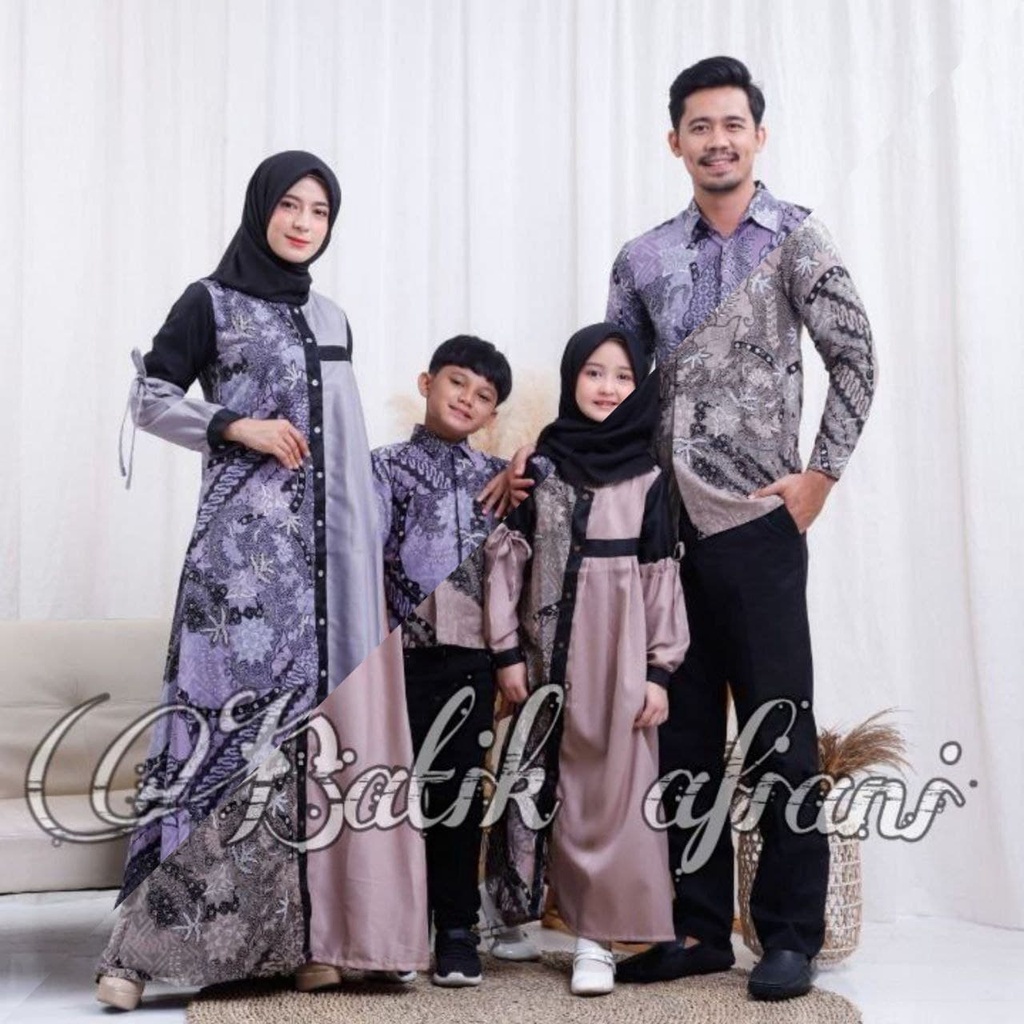 Batik Couple Keluarga Modern Terbaru 2022 Set Couple Batik Keluarga Gamis Jumbo Motif Albar
