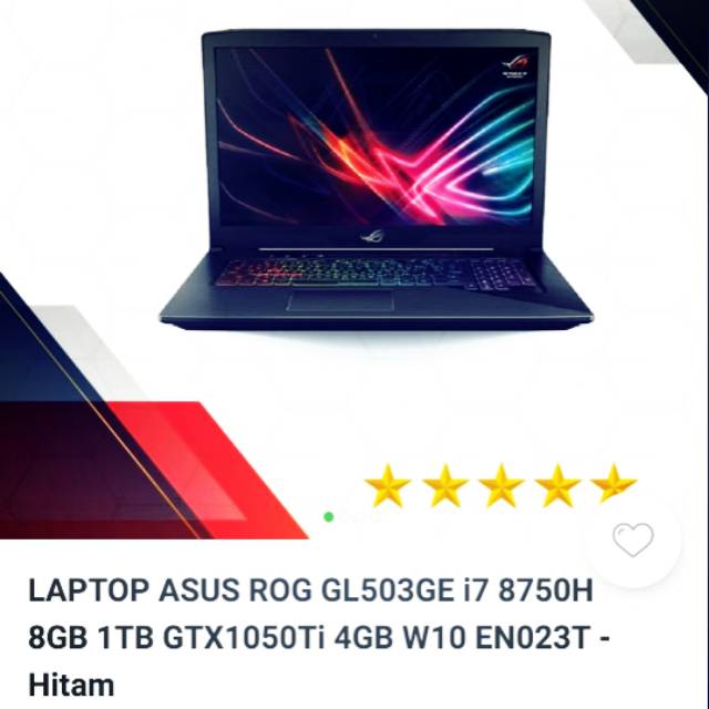 Laptop asusLAPTOP ASUS ROG GL503GE i7 8750H EN023T