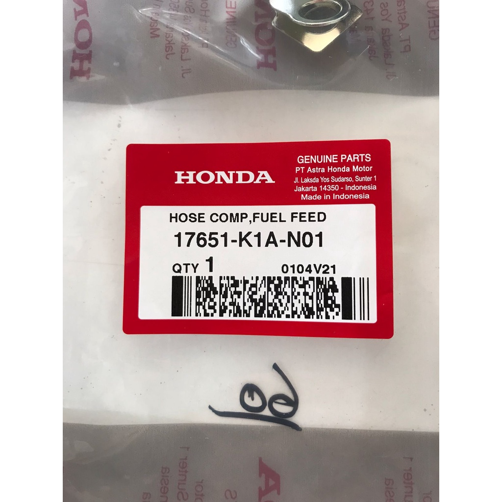Selang Bensin Honda Genio 110 Beat 2020 Hose Comp Fuel Feed 17651 K1A N01
