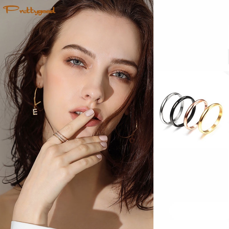 Cincin Pertunangan / Pernikahan Bahan Titanium Steel Lapis Silver Rose Gold -PD